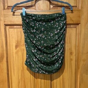 LA Hearts Green Floral Tube Top Strapless Shirt